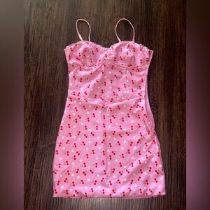 Pink Cherry Print Dress